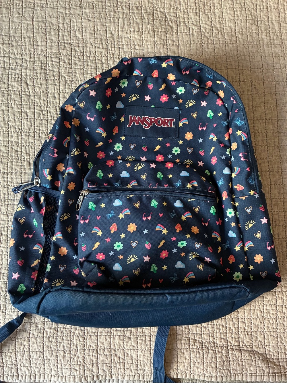 Jansport Navy Kids Backpack with Multicolor Icons